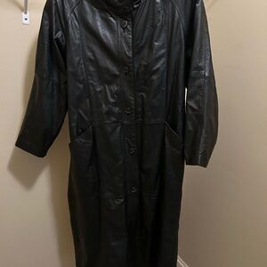 Elegant Black Leather Coat